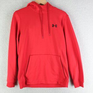 Under Armour Hoodie Womens Medium Red Pullover Loose Colgear Fleece Lined